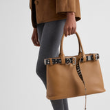 Prada Buckle large leather bag with studded belt