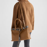 Prada Buckle large leather bag with studded belt
