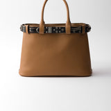 Prada Buckle large leather bag with studded belt
