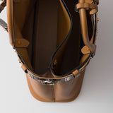 Prada Buckle large leather bag with studded belt