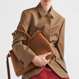 Prada Buckle medium leather handbag with double belt