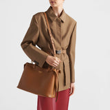 Prada Buckle medium leather handbag with double belt