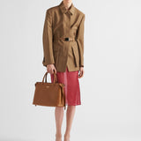 Prada Buckle medium leather handbag with double belt