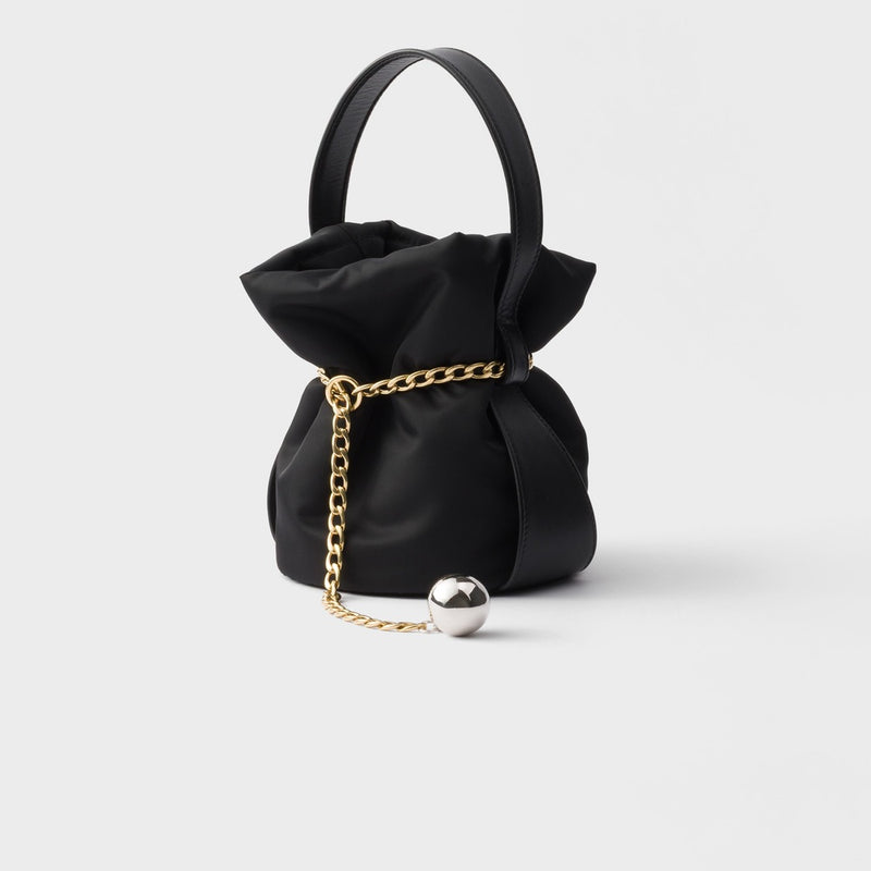 Prada Petit Sac Noir mini Re-Nylon and nappa leather bucket bag