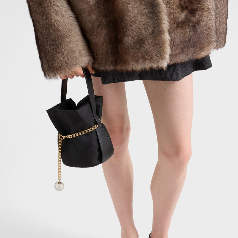 Prada Petit Sac Noir mini Re-Nylon and nappa leather bucket bag