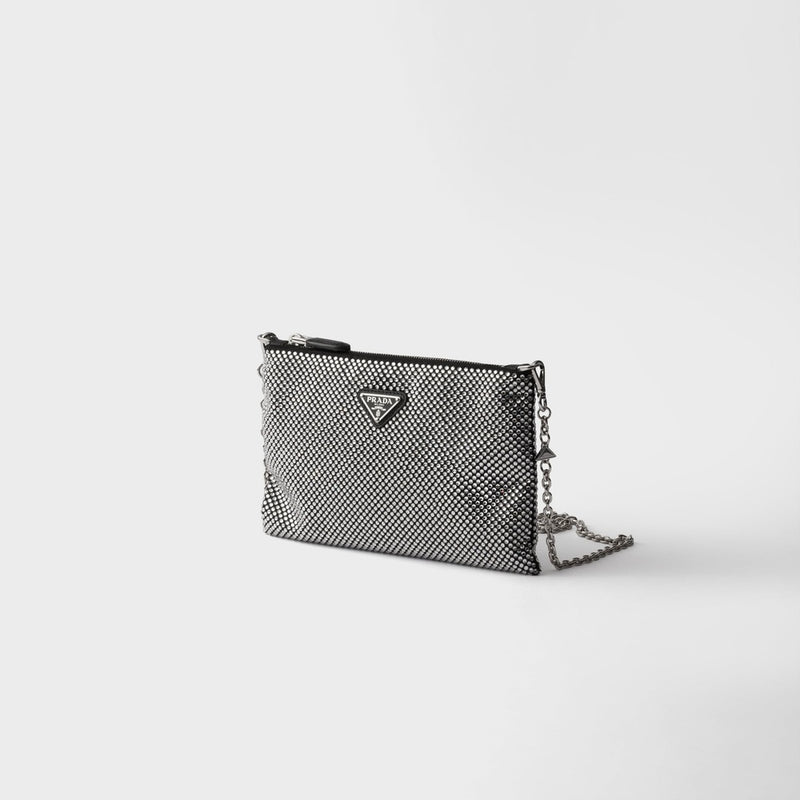 Mini crystal-studded bag with shoulder strap