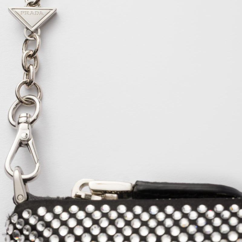 Mini crystal-studded bag with shoulder strap