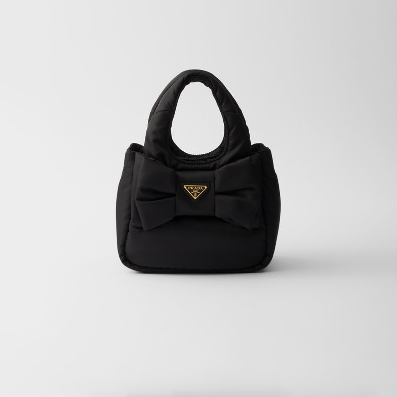 Mini padded Re-Nylon bag with bow