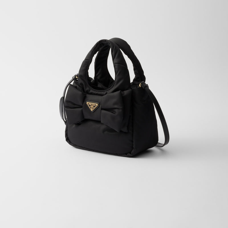 Mini padded Re-Nylon bag with bow