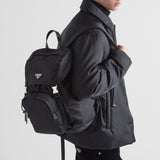 Re-Nylon and Saffiano leather backpack