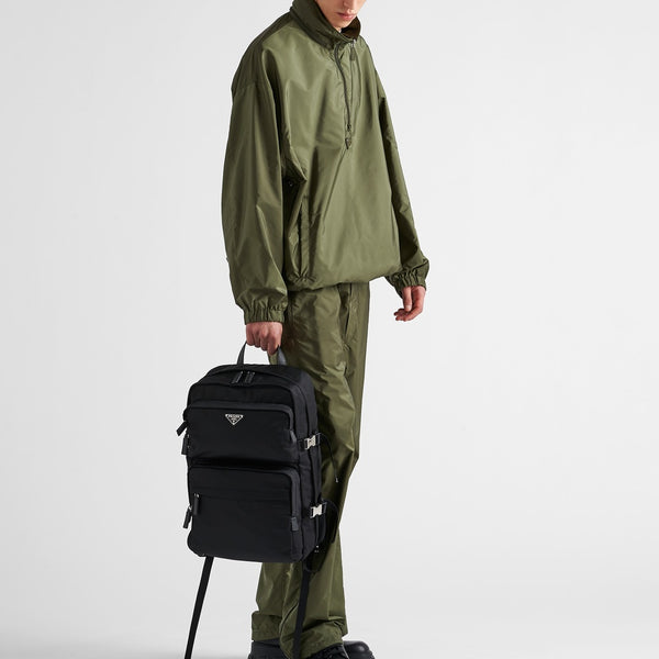 Re-Nylon and Saffiano leather backpack
