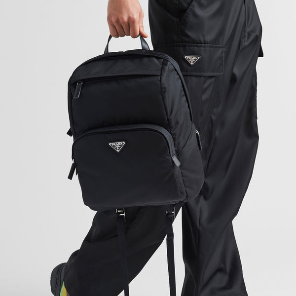 Re-Nylon and Saffiano leather backpack