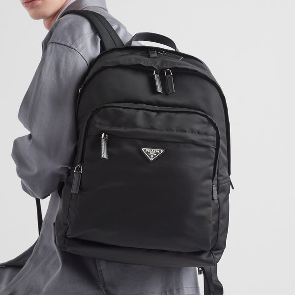 Re-Nylon and Saffiano leather backpack