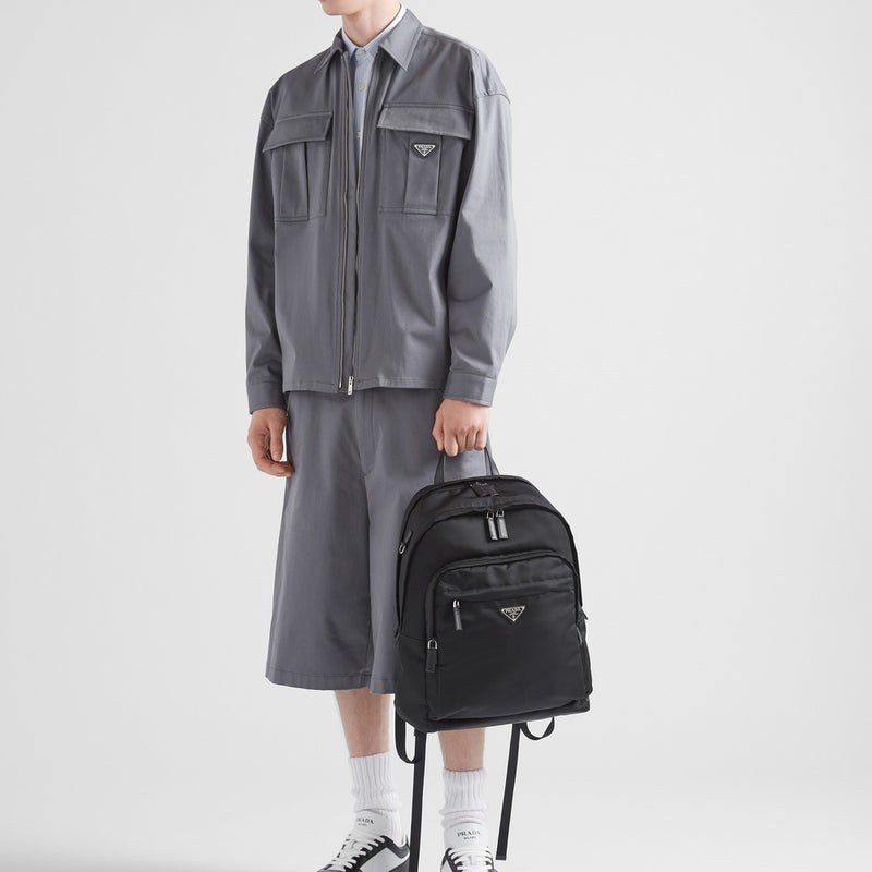 Re-Nylon and Saffiano leather backpack