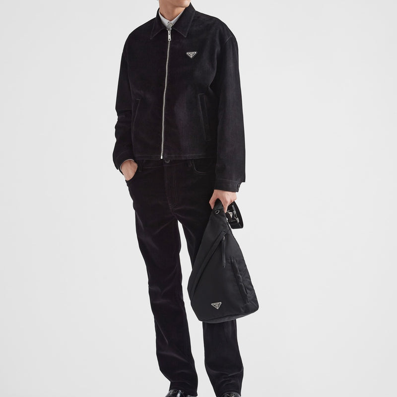 Re-Nylon and leather backpack