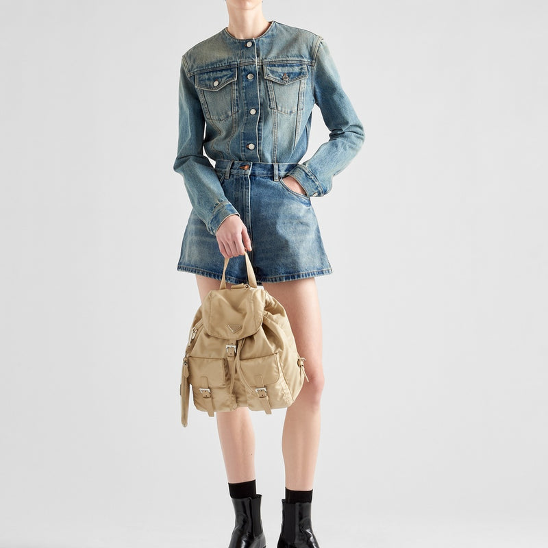 Medium Re-Nylon backpack with pouch