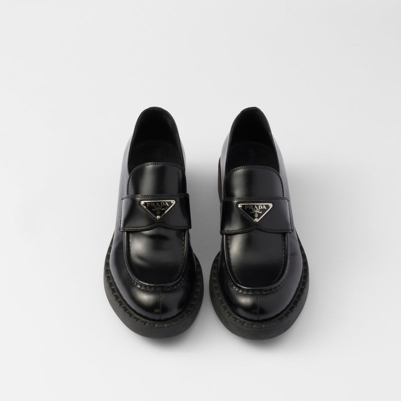 Chocolate brushed leather loafers