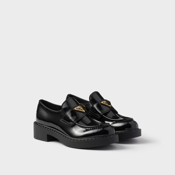 Chocolate patent leather loafers