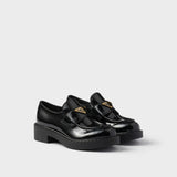 Chocolate patent leather loafers