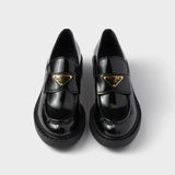 Chocolate patent leather loafers