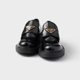 Chocolate patent leather loafers