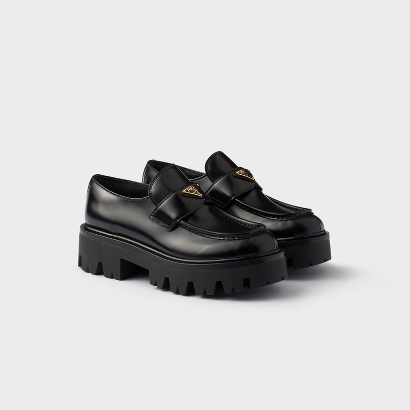 Brushed leather loafers