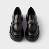 Brushed leather loafers