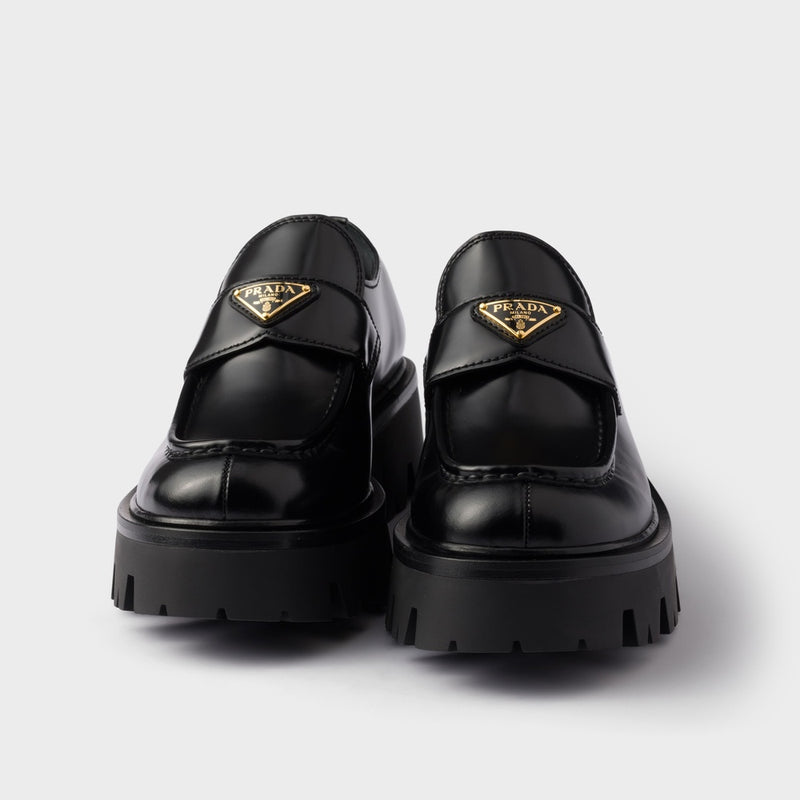 Brushed leather loafers