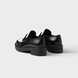 Chocolate two-tone brushed leather loafers