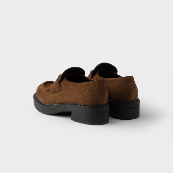 Chocolate suede loafers