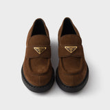 Chocolate suede loafers