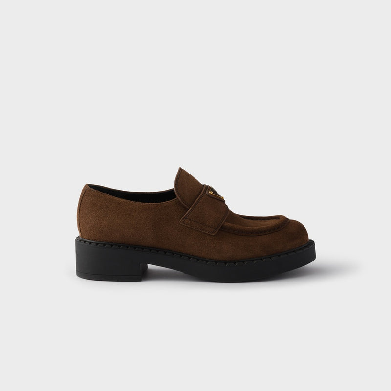 Chocolate suede loafers