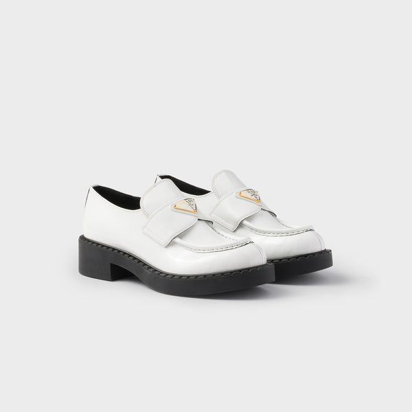 Chocolate patent leather loafers