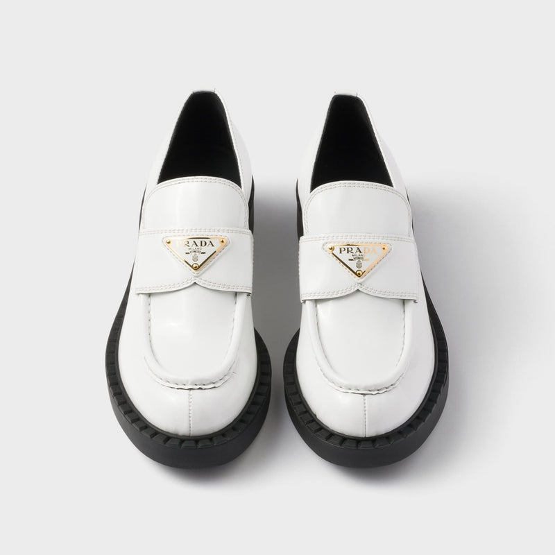 Chocolate patent leather loafers