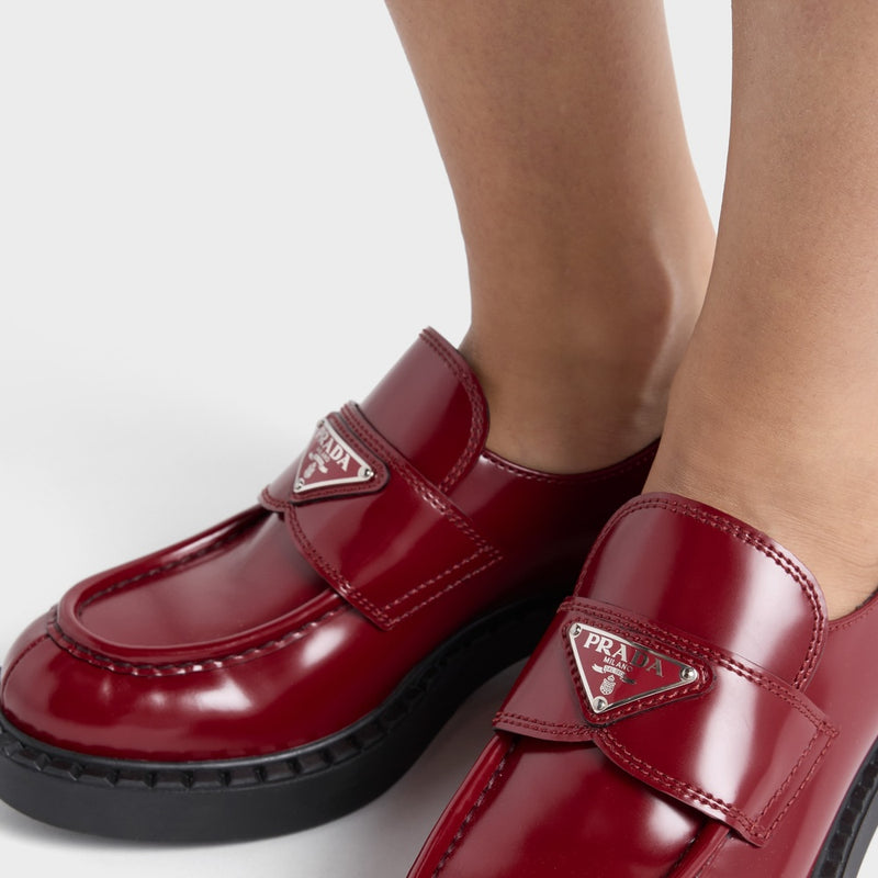 Chocolate brushed leather loafers