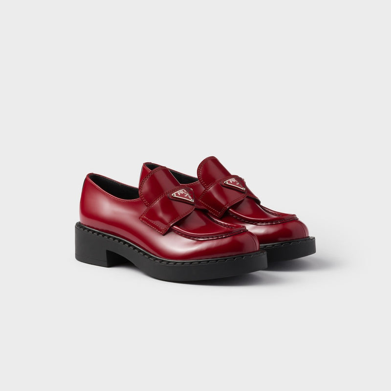 Chocolate brushed leather loafers