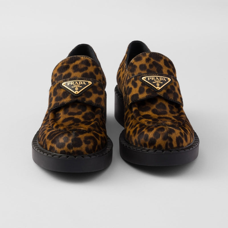 Chocolate printed leather loafers