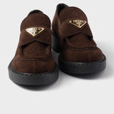 Chocolate suede loafers