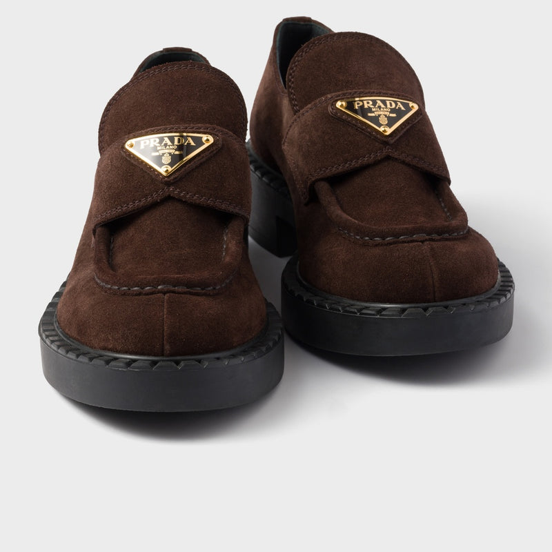 Chocolate suede loafers