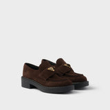 Chocolate suede loafers