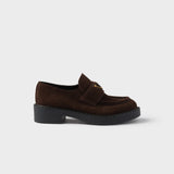 Chocolate suede loafers