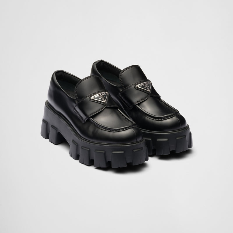 Brushed leather Monolith loafers