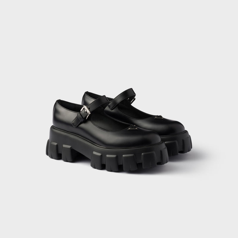 Brushed leather Monolith Mary Janes