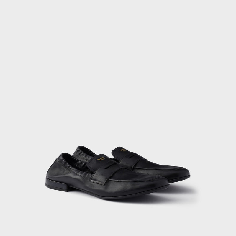 Shuffle antiqued leather loafers