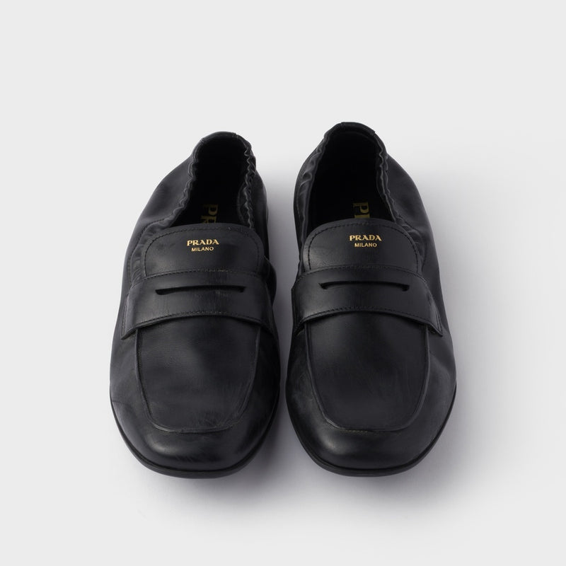Shuffle antiqued leather loafers