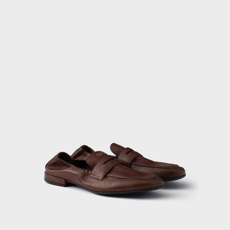 Shuffle antiqued leather loafers
