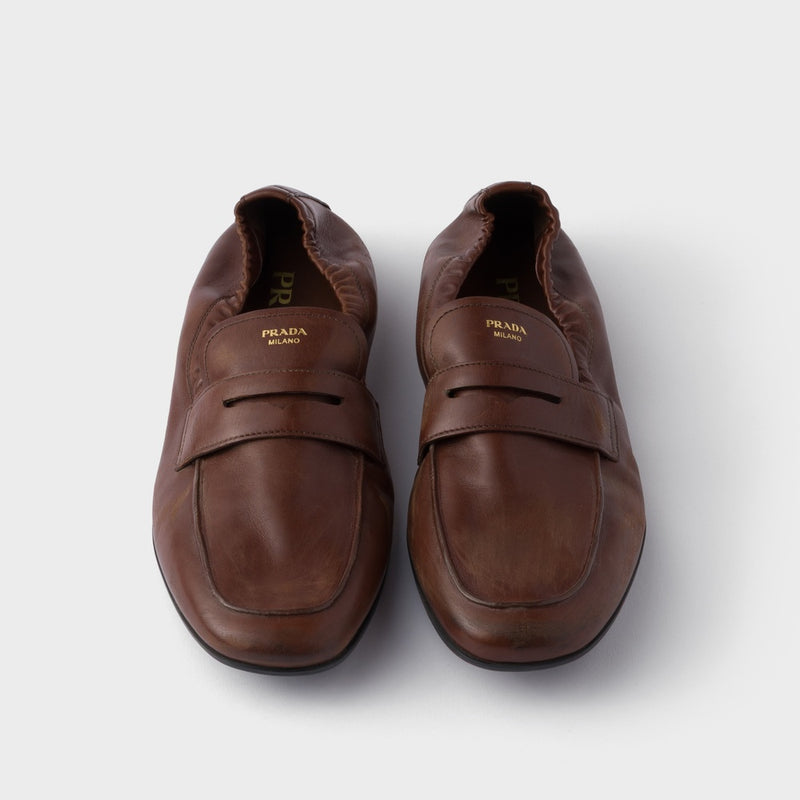 Shuffle antiqued leather loafers