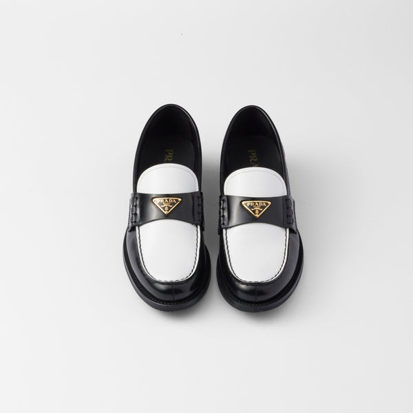 Two-tone brushed leather loafers
