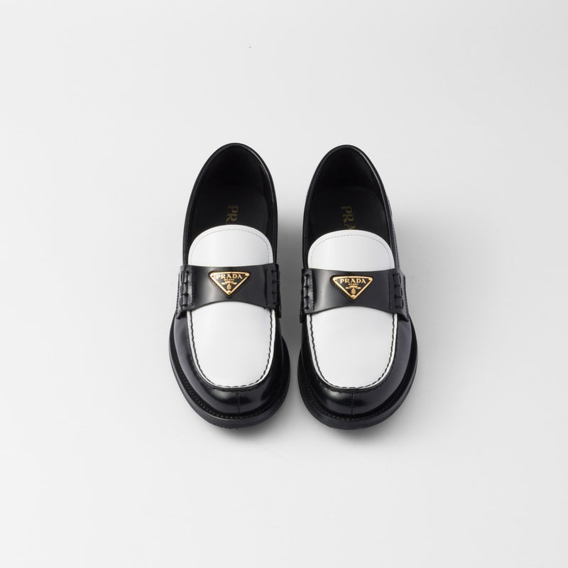 Two-tone brushed leather loafers