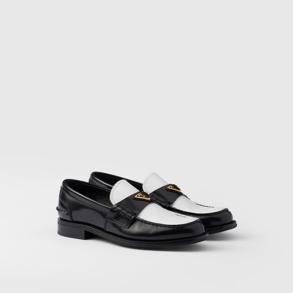 Two-tone brushed leather loafers